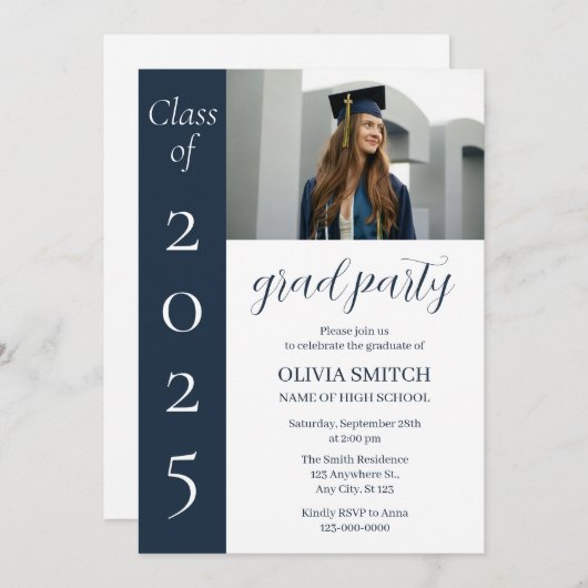 Minimalistisch fotoAfstuderen Kaart (Voorkant / Achterkant)