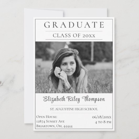 Minimalistisch fotoAfstuderen Open House | wit Kaart (Voorkant)