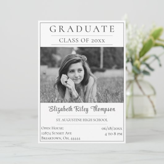 Minimalistisch fotoAfstuderen Open House | wit Kaart (Staand voorkant)