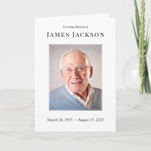 Minimalistisch Fotobegrafenisprogramma Orde van Se Kaart (Voorkant)