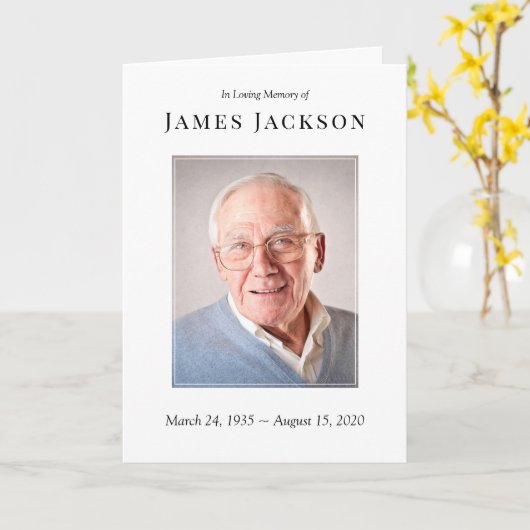 Minimalistisch Fotobegrafenisprogramma Orde van Se Kaart (Gele Bloem)