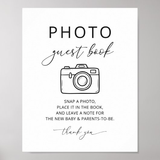 Minimalistisch Fotogastenboek Feestbord Poster (Voorkant)