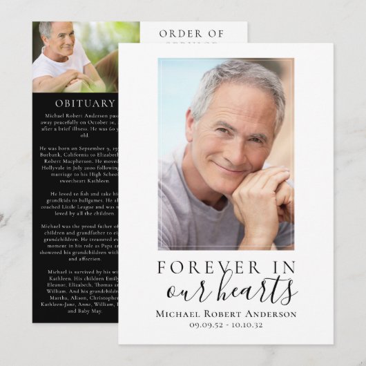 Minimalistisch fotogedenkprogramma kaart (Voorkant / Achterkant)