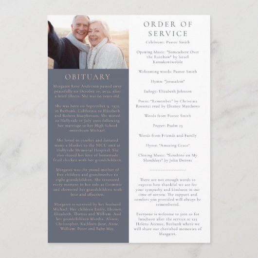 Minimalistisch fotogedenkprogramma programmakaart (Achterkant)