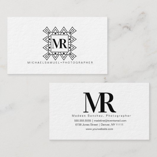 Minimalistisch fotograaf Deco Black Visitekaartje (Voorkant / Achterkant)