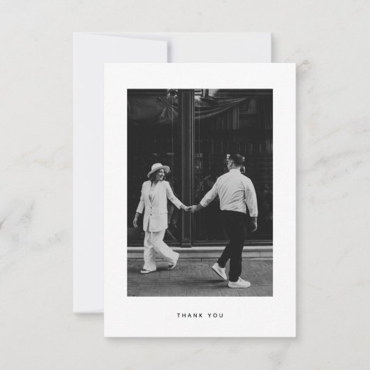 Minimalistisch fotohuwelijk bedankkaart (Voorkant)