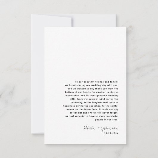 Minimalistisch fotohuwelijk bedankkaart (Achterkant)