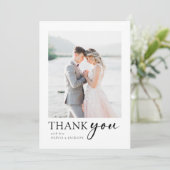 Minimalistisch fotohuwelijk bedankkaart (Staand voorkant)