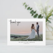 Minimalistisch fotohuwelijk bedankkaart (Staand voorkant)