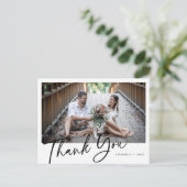 Minimalistisch fotohuwelijk Dank u Briefkaart (Staand voorkant)