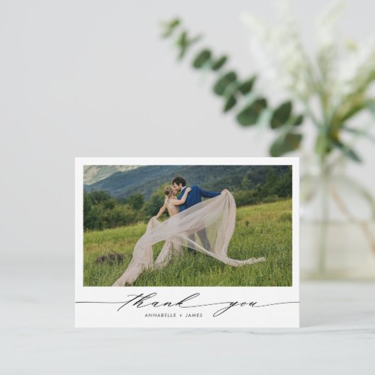 Minimalistisch fotohuwelijk Hartelijk dank Briefkaart (Staand voorkant)