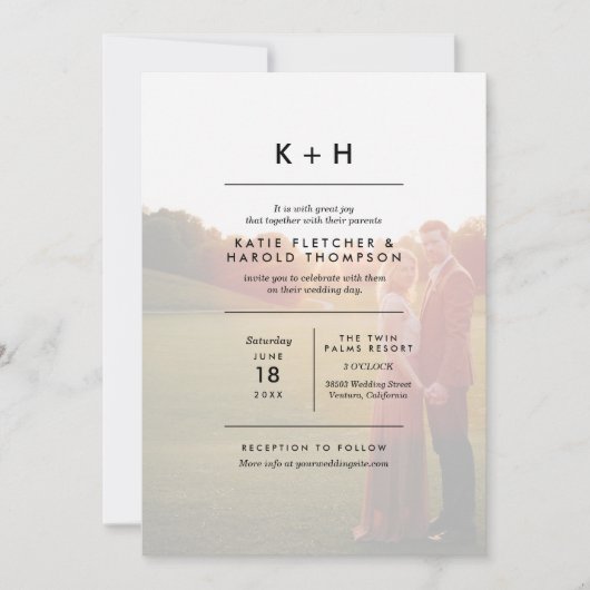 Minimalistisch fotohuwelijk kaart (Voorkant)