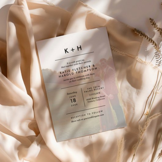 Minimalistisch fotohuwelijk kaart