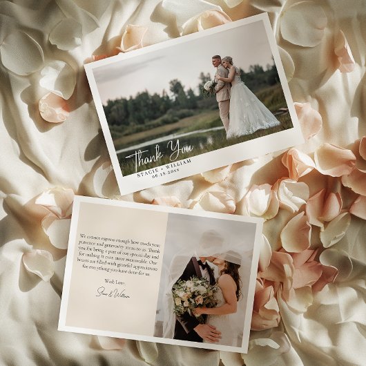 Minimalistisch Fotohuwelijk Paar Bedankkaart