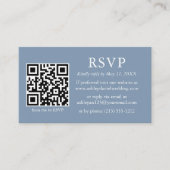 Minimalistisch fotohuwelijk QR RSVP Dusty Blue Informatiekaartje (Voorkant)