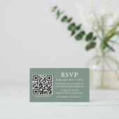 Minimalistisch fotohuwelijk QR RSVP Sage Green Informatiekaartje (Staand voorkant)