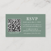 Minimalistisch fotohuwelijk QR RSVP Sage Green Informatiekaartje (Voorkant)