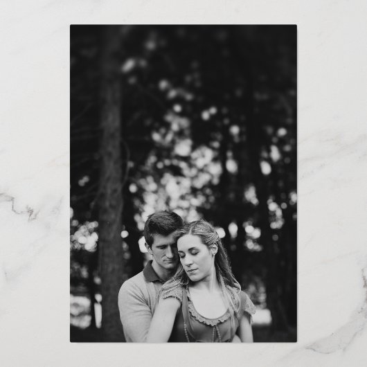 Minimalistisch fotohuwelijk Real Gold Folie Uitnodiging (Achterkant)