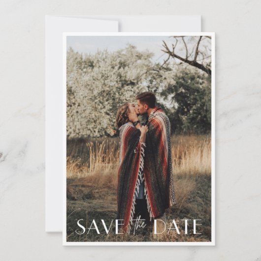 Minimalistisch fotohuwelijk save the date (Voorkant)