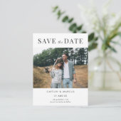 Minimalistisch fotohuwelijk sparen het Briefkaart (Staand voorkant)