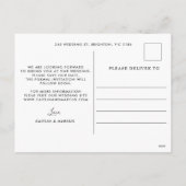 Minimalistisch fotohuwelijk sparen het Briefkaart (Achterkant)