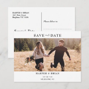 Minimalistisch fotohuwelijk sparen het Briefkaart