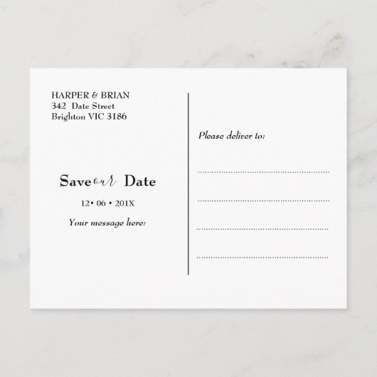 Minimalistisch fotohuwelijk sparen het Briefkaart (Achterkant)