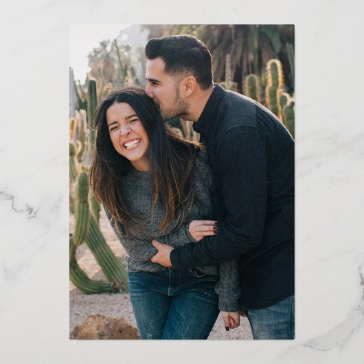 Minimalistisch fotomonogram bruiloft folie uitnodiging (Achterkant)