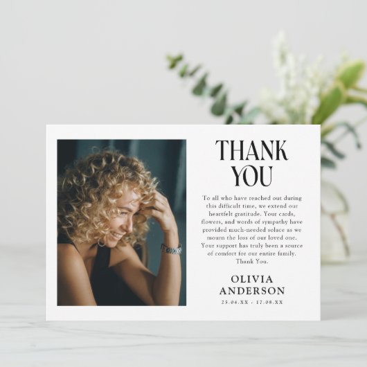 Minimalistisch fotomonument bedankkaart (Staand voorkant)