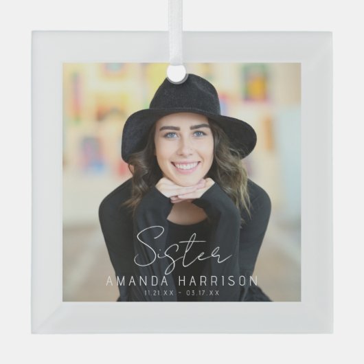 Minimalistisch fotomonument | Zus Glas Ornament (Voorkant)