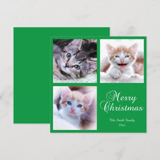 Minimalistisch fotoraster Merry-Kaart voor kerstmi (Voorkant / Achterkant)