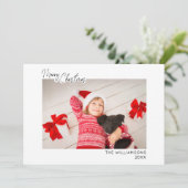 Minimalistisch fotoscript Familie Kerstmis Feestdagenkaart (Staand voorkant)