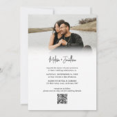 Minimalistisch Fotoscript Moderne QR-code Bruiloft Kaart (Achterkant)
