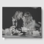 Minimalistisch fotoscript monogram bruiloft | Zwar Gastenboek (Voorkant)