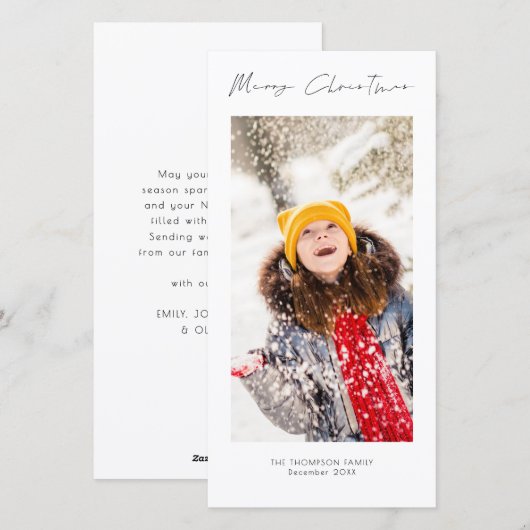 Minimalistisch fotoscript Vrolijk kerstfeest Feestdagenkaart (Voorkant / Achterkant)