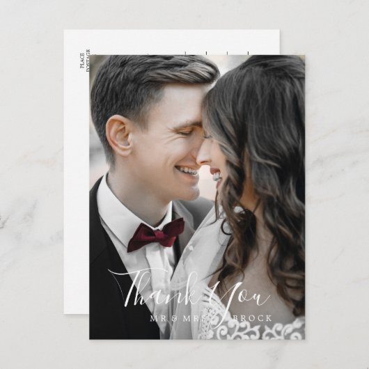 Minimalistisch fotosjabloon Dank u Briefkaart (Voorkant / Achterkant)