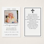 Minimalistisch fotosympathie Funeral Prayer Kaart (Voorkant /achterkant)