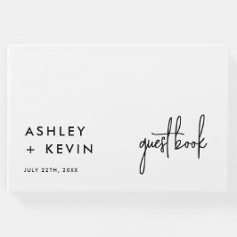 Minimalistisch fototekeningen trouwgastenboek gastenboek