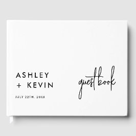 Minimalistisch fototekeningen trouwgastenboek gastenboek