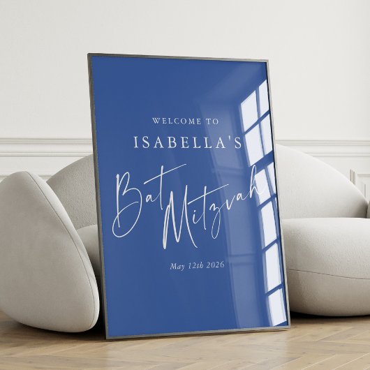 Minimalistisch Frans Blauw Custom Bat Mitzvah Welk Poster