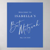 Minimalistisch Frans Blauw Custom Bat Mitzvah Welk Poster (Voorkant)