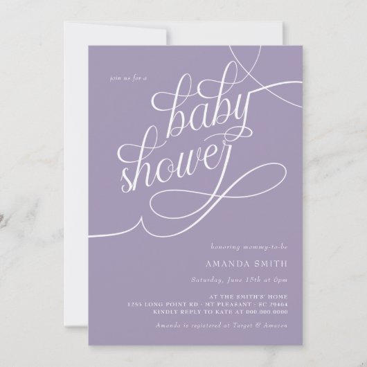 Minimalistisch Frans Lavender Elegant Baby shower Kaart (Voorkant)
