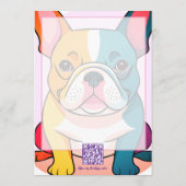Minimalistisch – Franse Bulldog & QR-code  Notitiekaartje (Achterkant)