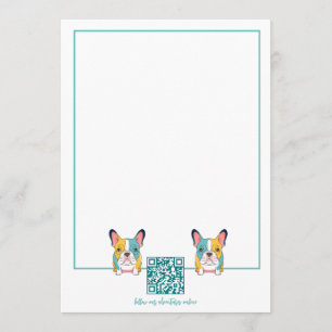 Minimalistisch  – Franse Bulldog & QR-code Notitiekaartje