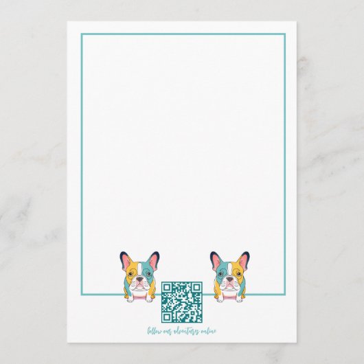 Minimalistisch – Franse Bulldog & QR-code Notitiekaartje (Achterkant)