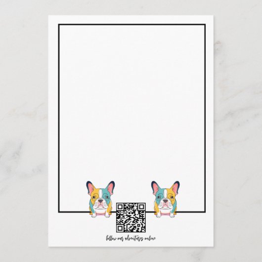 Minimalistisch – Franse Bulldog & QR-code Notitiekaartje (Achterkant)