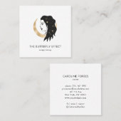 Minimalistisch Frau Mond Sterne  Visitenkarte Vierkante Visitekaartje (Voorkant / Achterkant)