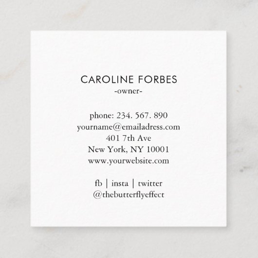 Minimalistisch Frau Mond Sterne  Visitenkarte Vierkante Visitekaartje (Achterkant)