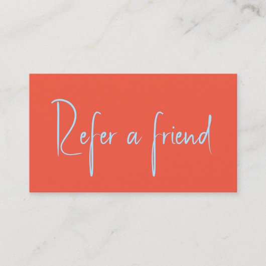 Minimalistisch fris elegant Sinaasappel blauw Aanbevelingskaartje (Voorkant)