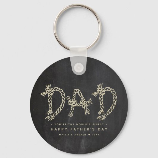 Minimalistisch Fun Chalkboard Pap Monogram Sleutelhanger (Voorkant)